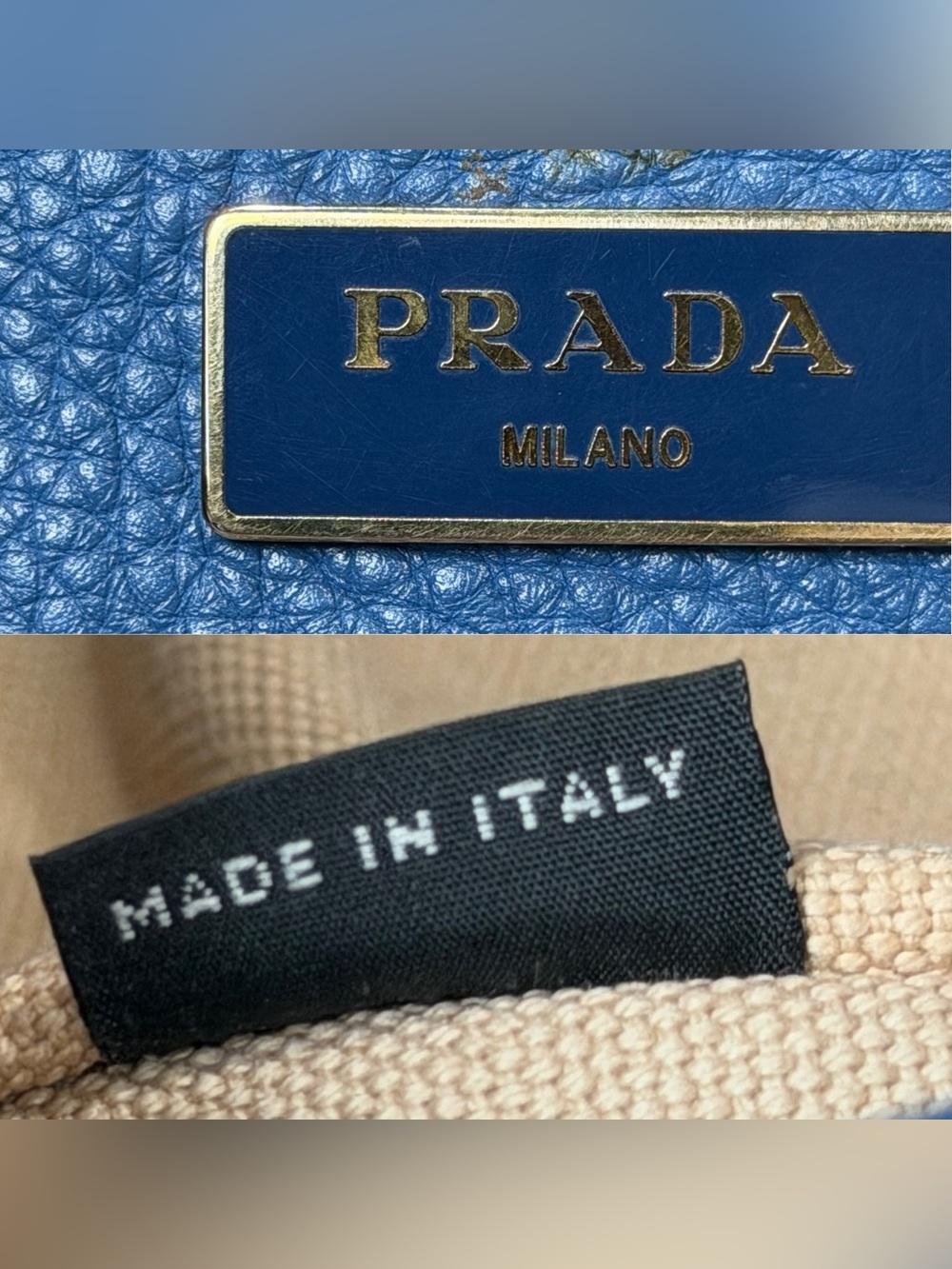 Prada Blue Pebbled Leather Two-Way Satchel Shoulder Bag - Picture 10 of 14